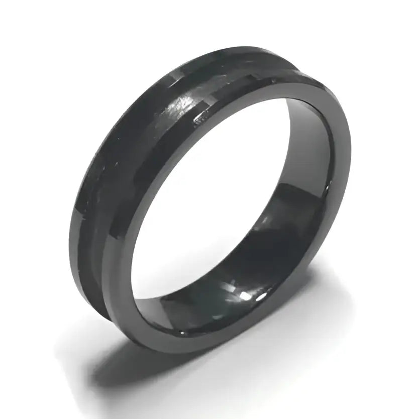 8mm Black Ceramic Inlay Ring Core - L 1/2 UK (USA 6) - Cores - Fast shipping