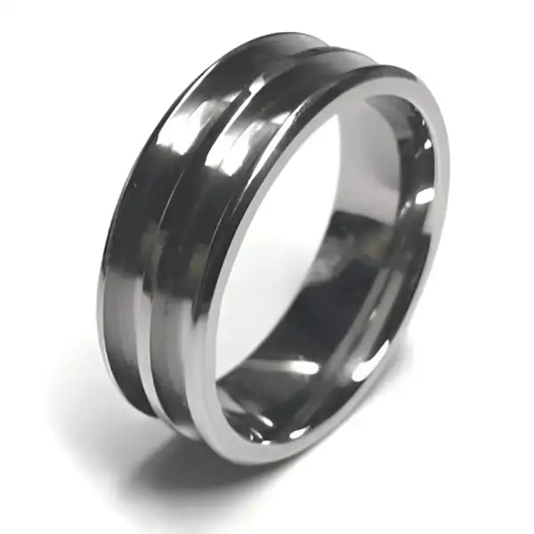 8mm Double Channel Titanium Ring Core (Bevelled Edge) - Cores Comfort fit quality with two 2.5mm inlay grooves Sizes