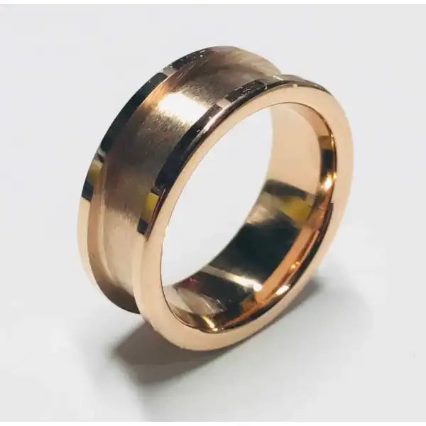 8mm IP Rose Gold Plated Tungsten Carbide Ring Core - Cores Comfort fit quality with a 5mm inlay groove Sizes available