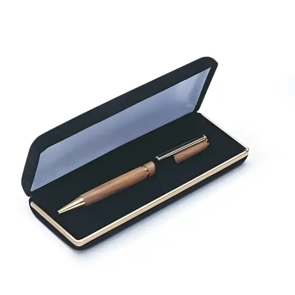 Black Velvet Pen Box - Cases velvet single pen box / Case with a gold coloured banding and padded interior. Great
