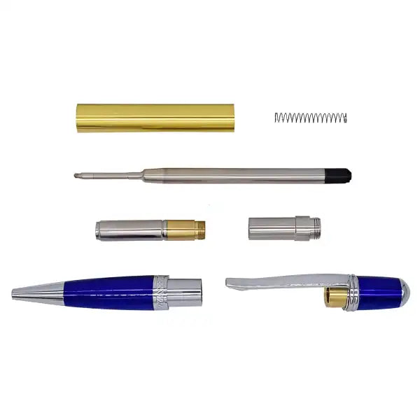 5 Pack Chrome & Blue Cerra Pen Kit - Kits x The single tube design looks great and is easy to turn. new blue sections