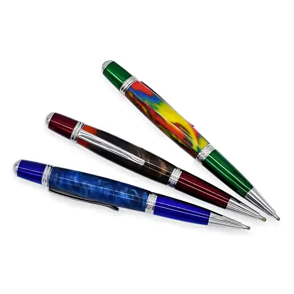 5 Pack Chrome & Blue Cerra Pen Kit - Kits x The single tube design looks great and is easy to turn. new blue sections