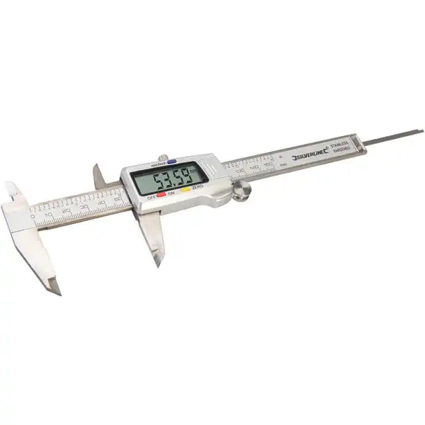 Digital Vernier Caliper 150mm - Tools Silverline - Lightweight hardened stainless steel composite caliper. 4-function
