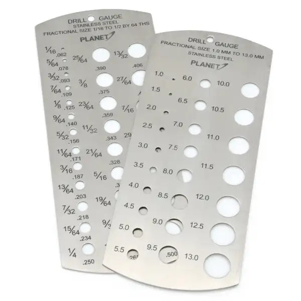 Drill Gauge 2 Piece Set Metric and Imperial - Measuring Tool The Planet is a precision tool designed for drilling