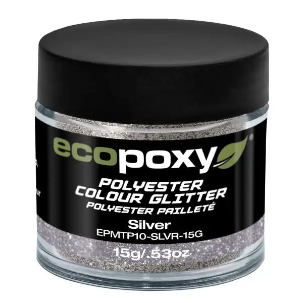 Ecopoxy 22g Polyester Colour Glitter - Silver - Epoxy Resin Pigments Glitters are precisely cut from premium