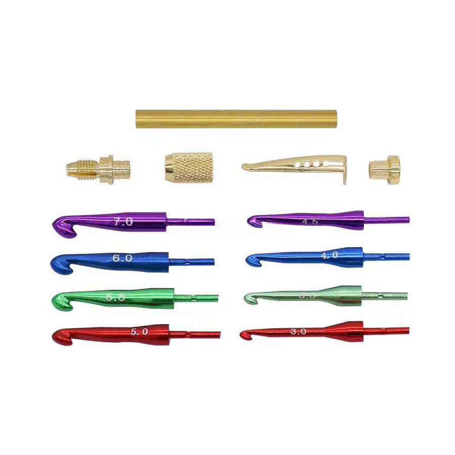 5 pack Gold & Colour Crochet Hook Kit (Knurled) - Project - Fast shipping