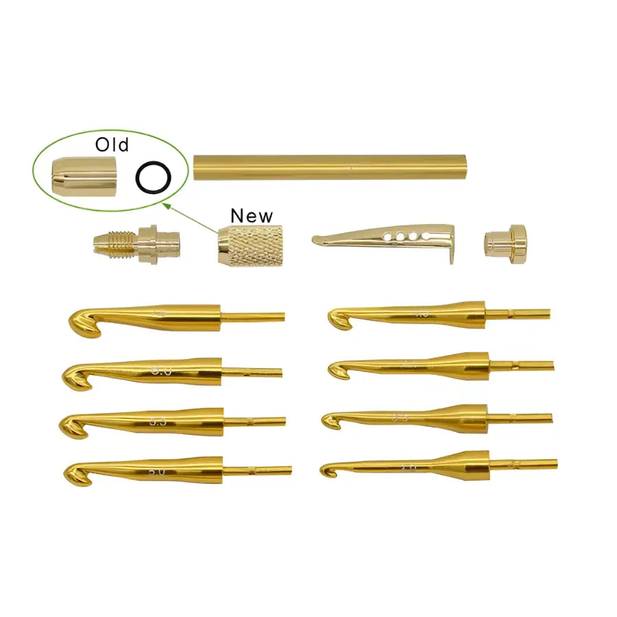 5 pack Gold Crochet Hook Kit (Knurled) - Project - Fast shipping