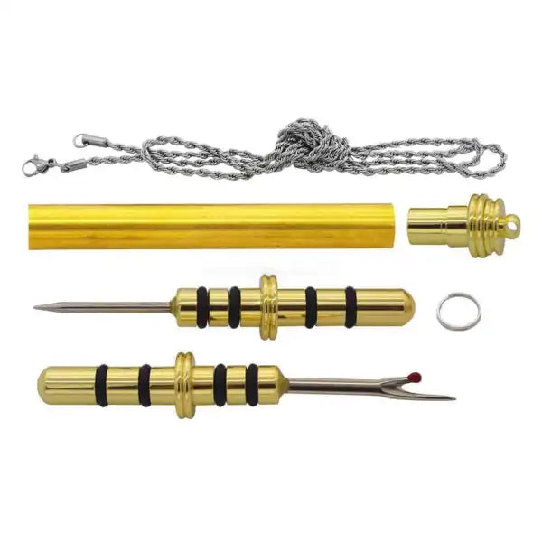 Gold Seam Ripper Necklace Kit - Rippers with chrome necklace plating.