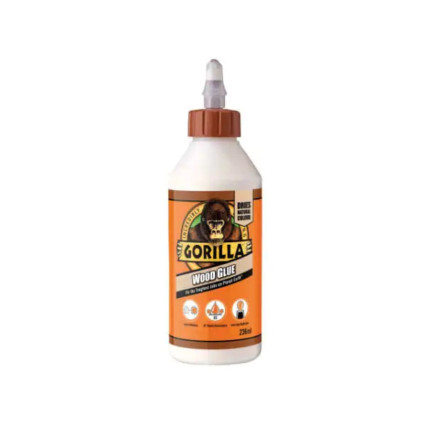 Gorilla PVA Wood Glue - 236ml - is a non-toxic water based, solvent free polyvinyl acetate (PVA) glue that requires