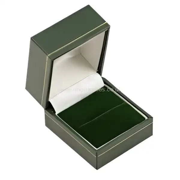 Green Leatherette Ring Box - 6 Pack - Size approx - 45mm wide x 51mm long 36mm deep. Quality Leatherette Ring boxes