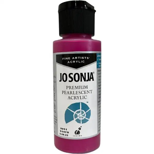 Jo Sonja Magenta Premium Pearlescent Acrylic Paint - 60ml - Acrylics are specially formulated using a combination