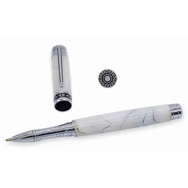 Mysterious Sky - Rollerball Pen Kit - Chrome - Kits plated kit. The end cap has a starry pattern with black eye around