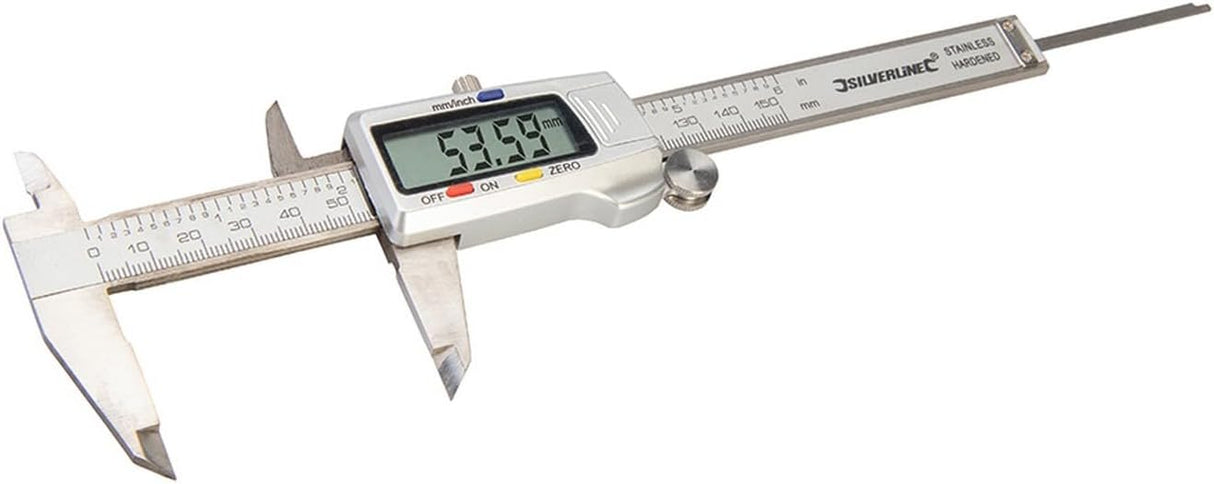 Digital Vernier Caliper 150mm - Tools Silverline - Lightweight hardened stainless steel composite digital vernier