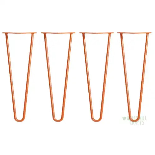Orange Hairpin Table Legs - 14’’ / 35cm - Orange Hairpin Sized 14 / Coffee table size Set of 4 legs with screws.