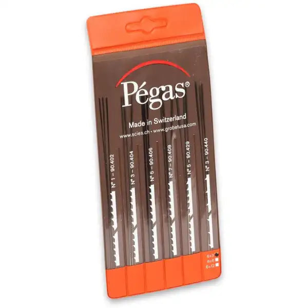 PEGAS STARTER PACK OF SCROLL SAW BLADES - Scroll Saw Blades Reverse for longer life, you can also raise your workpiece