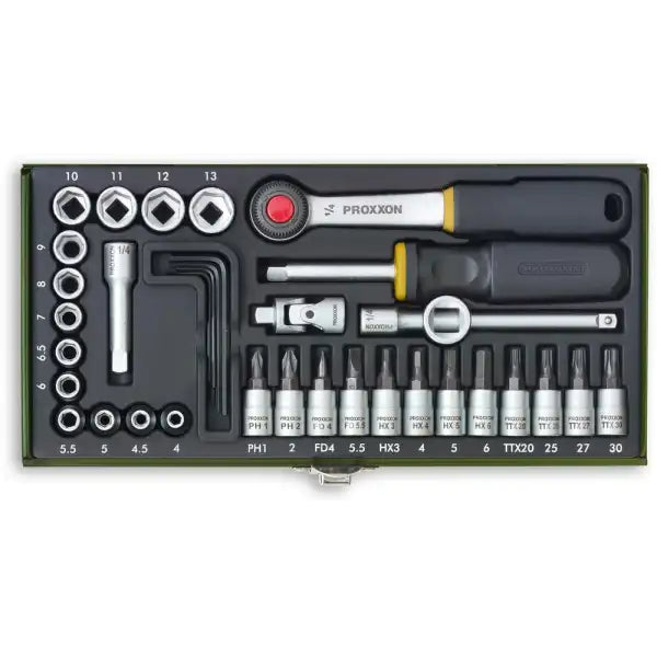 Proxxon 36 Piece Socket Set - 4 - 13Mm (1/4’’)