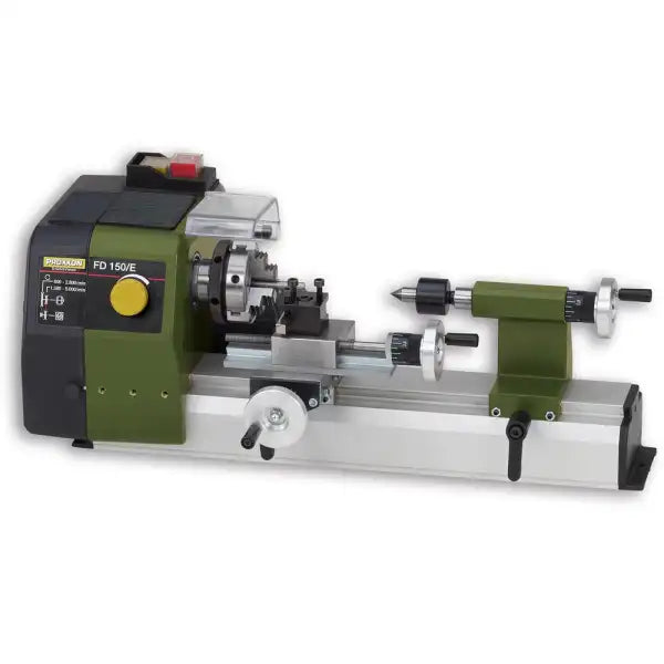Proxxon FD 150/E Lathe - Metal 2-stage belt drive and additional electronic control enables spindle speeds up to 5,