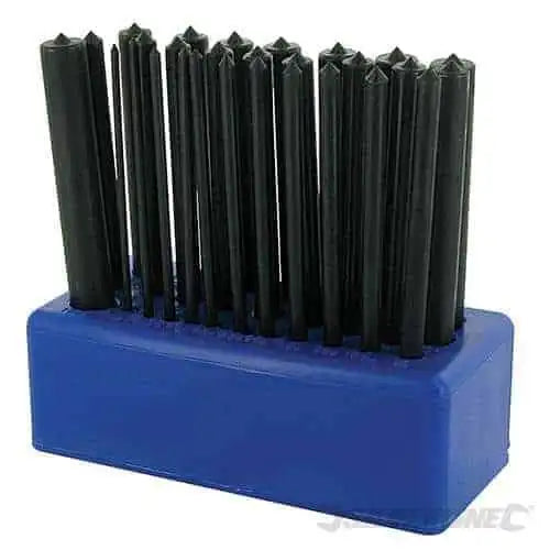 Transfer Punch Set 28 piece - Pen Dissasembly Sizes 3 / 32 - 17 / (2.4-13.4mm). Length 125mm.
