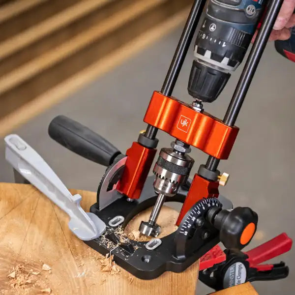 UJK Drill Guide with 10mm Chuck - Joinery Achieve accurate, straight holes every time the Technology Secure angle