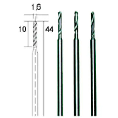 1.6mm HSS DRILL BITS (PK 3) - These high-speed steel (HSS) are suited to general precision drilling in model making,
