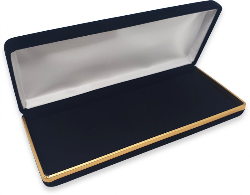 Black Velvet Double Pen Box Black Velvet Double Pen Box/Case with a gold coloured banding 