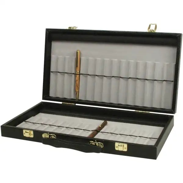30 Piece Pen Storage Case - Cases A black imitation leather exterior pen case which will make an attractive display
