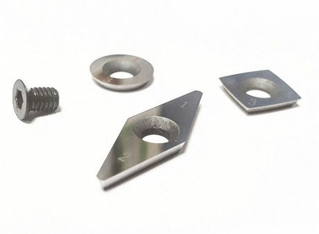 Pack of three spare carbide mini turning tool cutters for the 3 piece Carbide Mini Turning Tool Set.