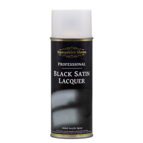 Hampshire Sheen Pro Satin Gloss Lacquer Spray Hampshire Sheen’s Professional Black Satin Lacquer is perfect for crafting those unique and elegant pieces.  It’s special formulation ensures fast drying times while providing a silky feeling finish that will resist fading, cracking, and peeling.