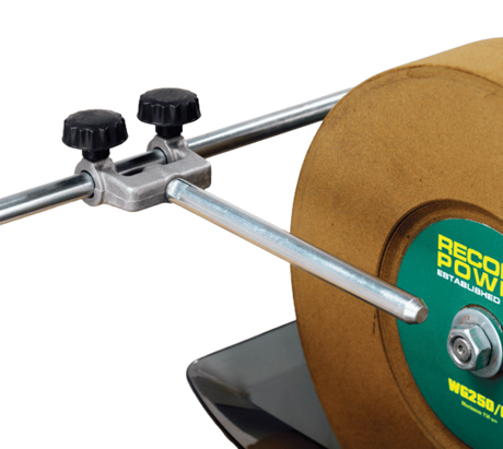 Record Power WG200 & WG250 Sharpening System Side Wheel Jig - Use to sharpen scrapers on the and wet stone sharpening