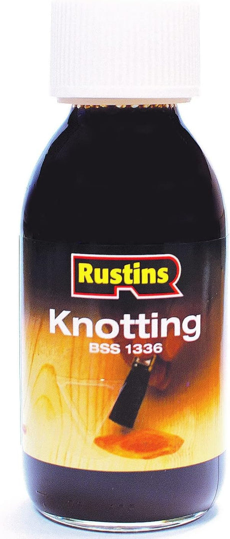 Rustins Knotting 125 ml - for sealing knots, resinous and creosoted timber to prevent bleeding through paint film.