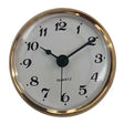 65mm Clock Insert - Arabic Numerals - A white face clock complete with numbers. With gold rim round the outer edge