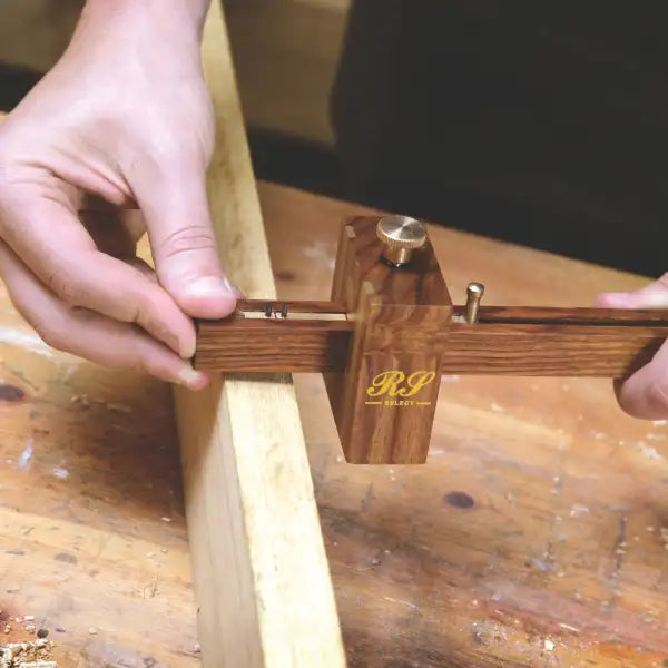 8’’ Carpenters Mortice Gauge - Robert Sorby Select - Tools Rosewood stained hardwood stock and beam for enhanced
