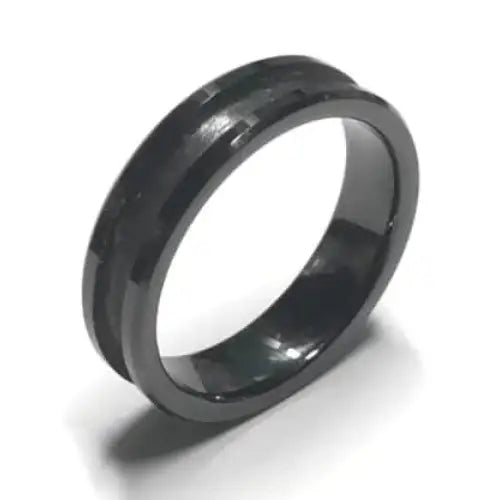 8mm Black Ceramic Inlay Ring Core - L 1/2 UK (USA 6) - Cores - Fast shipping