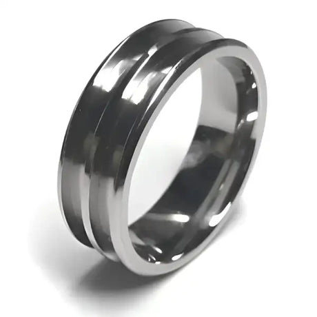 8mm Double Channel Titanium Ring Core (Bevelled Edge) - Cores Comfort fit quality with two 2.5mm inlay grooves Sizes