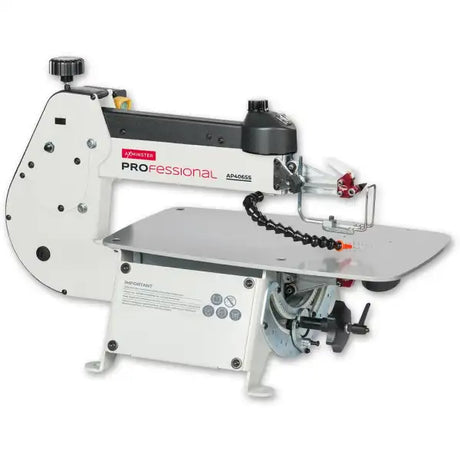 Axminster Professional AP406SS Scroll Saw 230V - Arm assembly tilts, table remains horizontal for greater control