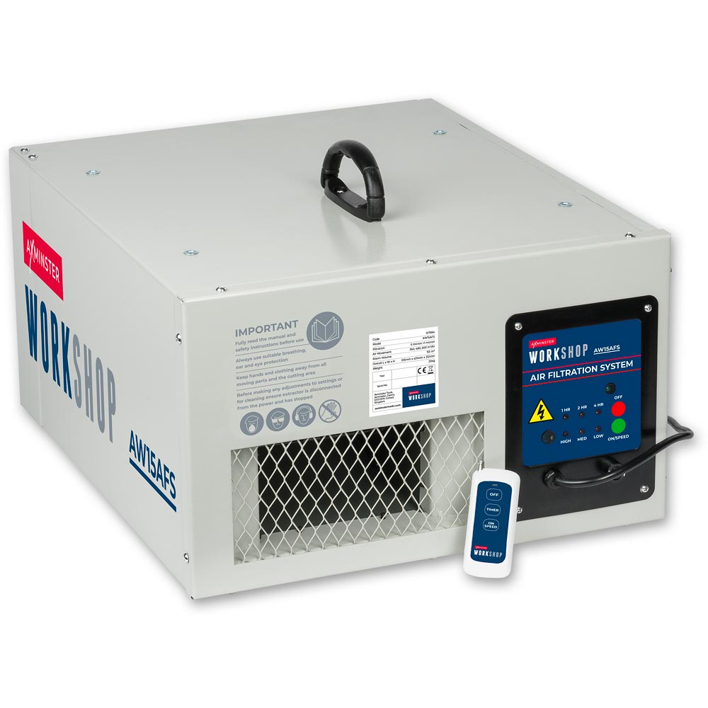 Axminster Workshop AW15AFS Air Filter - Dust Extractor With a quiet 95W motor, the is perfect for average home,