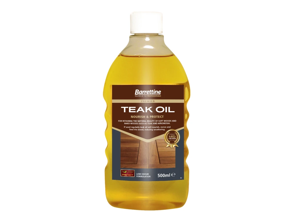 Barrettine Teak Oil 500ml - A natural blend of pure oils retaining the beauty most softwoods and hardwoods including,