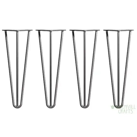 Black Hairpin Table Legs - 14’’ / 35cm - Black Hairpin (3 rods) Sized 14 / Coffee table size Set of 4 legs with screws.