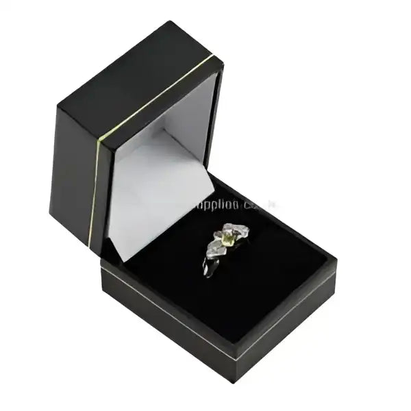 Black Leatherette Ring Box - Boxes 1 Quality box Matching colour velvet inserts cut for rings. Size approx - 45mm wide