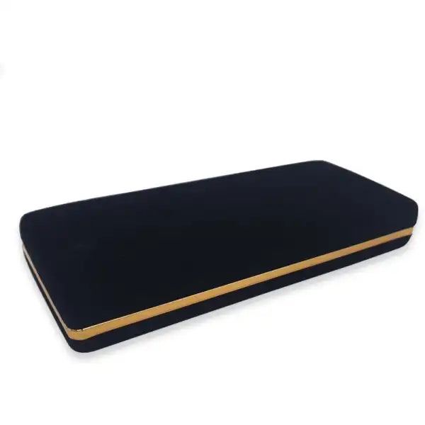 Black Velvet Double Pen Box - Cases / Case with a gold coloured banding and padded interior. Pens not included.