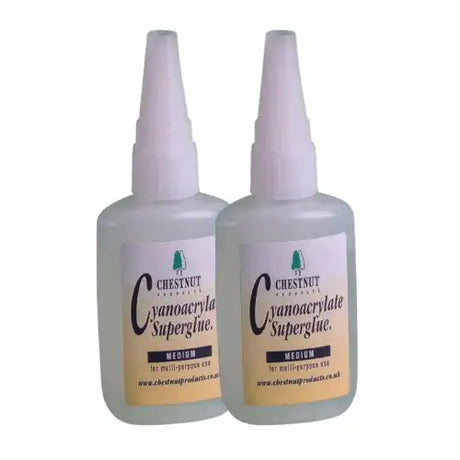 CA Glue - Medium - 2 Pack - Chestnut Products - x 50g bottles of quality viscosity (Cyanoacrylate) from Works very well