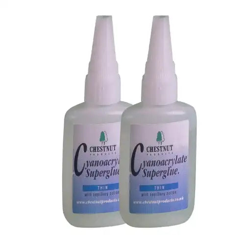 CA Glue - Thin - 2 Pack - Chestnut Products - 50g bottle of quality viscosity (Cyanoacrylate) from Works very well