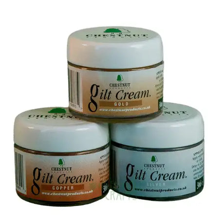Chestnut Gilt Cream - Wood Stains & Colours Bright metallic gilt waxes for decorating timber in Gold, Silver