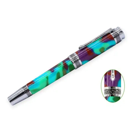 Chrome & Black Titanium New Majestic Rollerball Pen Kit - This is a premium quality rollerball pen kit, perfect