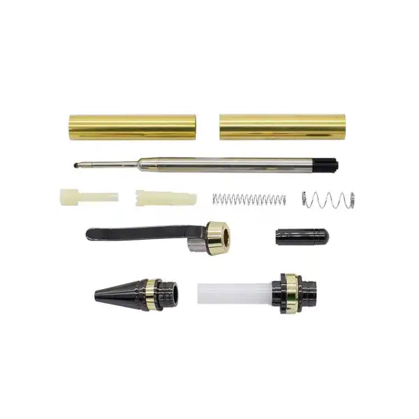 Cigar Click Pen Kit - Gold & Gun Metal - Kits - This model is finished in plating 10mm drill bit pen kit bushings