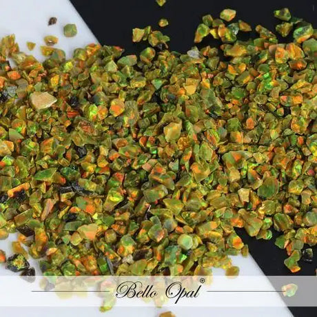 Crushed Opal 1-2mm (1g) - Multi-Olive - Our premium quality crushed synthetic is sold in 1g packs. A larger size