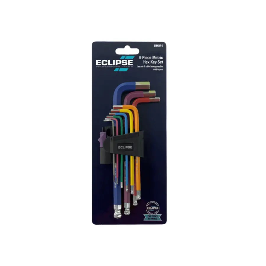 Eclipse Professional Tools 9 piece Colour Coded Metric Hex Key Set - Fast shipping