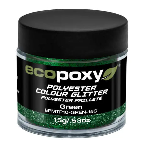 Ecopoxy 22g Polyester Colour Glitter - Green - Epoxy Resin Pigments Glitters are precisely cut from premium