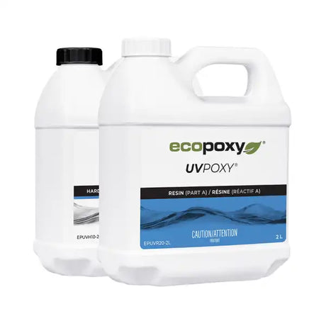 EcoPoxy 4L UVPoxy Kit - UV Epoxy Resin - has been formulated with a simple 1 mix ratio and is designed for tabletops,