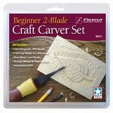 Flexcut Beginner’s 2 Blade Craft Carving Set - SK111 - Tools ABS Palm Handle with blades in a safe pouch Basswood